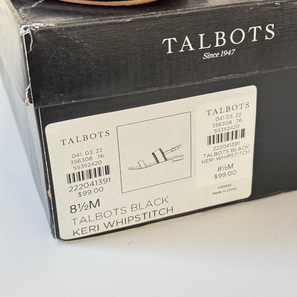 Talbots "Keri Whipstitch" Black Leather Sandals - Size 8.5 Medium - New with Box - Picture 2 of 2
